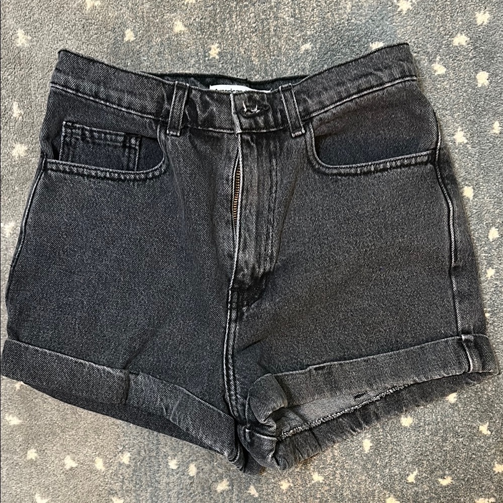 American Apparel Black Jean Shorts High-Waisted Cuffed